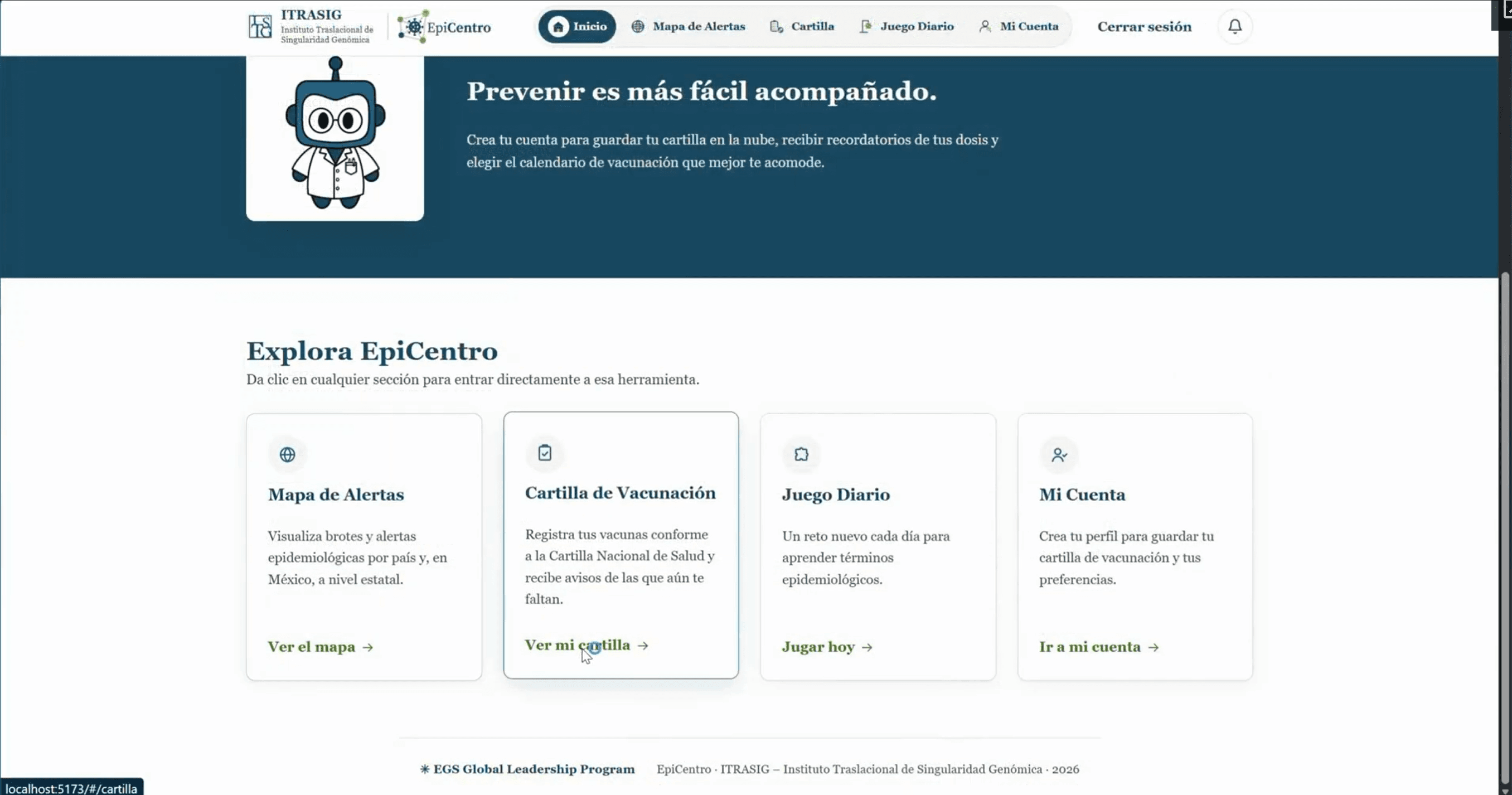 EpiCentro main page for accessing to the tools